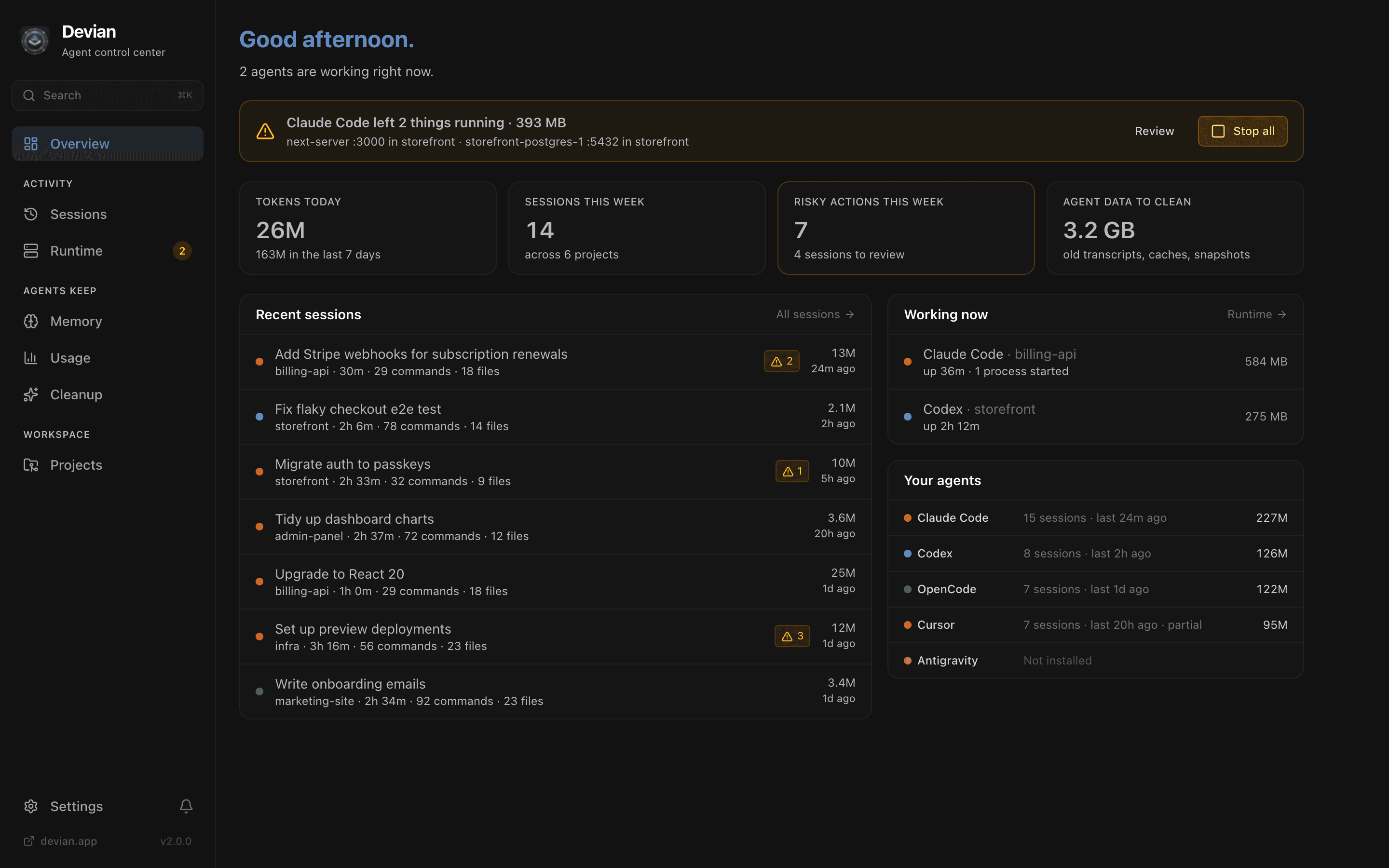 Devian Desktop, our open-source control center for AI coding agents